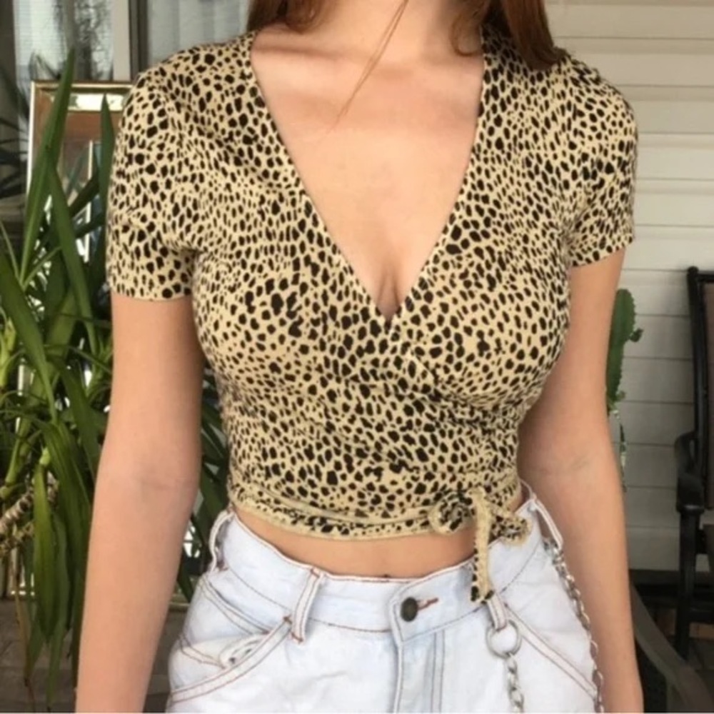 Brandy Melville | Animal Print Wrap Top